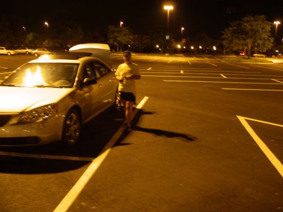 First one to park is the first one to finsh. Right? Then why did I get us to the race site at 4 am when we could have been sleeping?