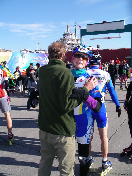 Getting a hug from the sweetheart