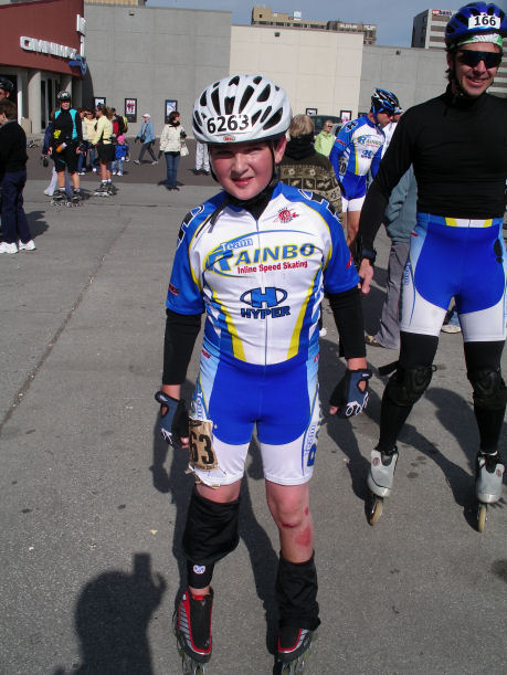Griff all smiles as well after finishing the full marathon