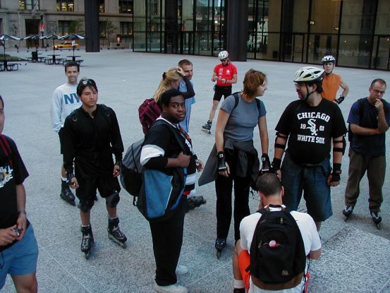 Skaters coming out to shop, get a tattoo, or maybe just to gawk.