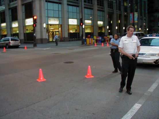 Chicago's best in blue, staking out the Batman set.