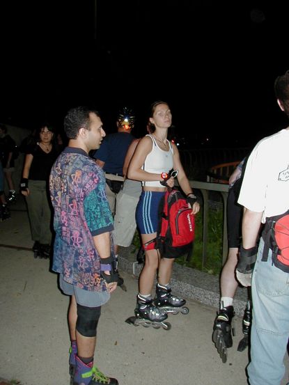 Working up a sweat at a rest stop.