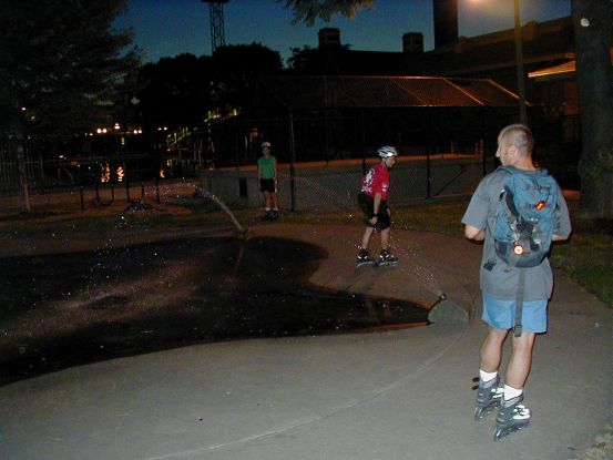 Ah finally a fountain we can skate through.