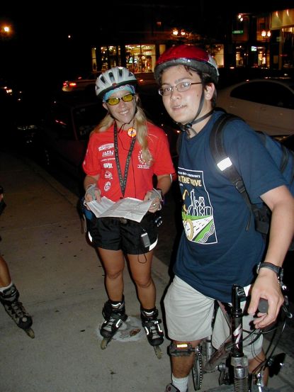 Heidi and a Critical Mass spokeperson. We've got to start doing Friday nights together.