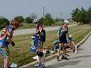 Though it doesn't seem like it, this group gets hot and stops for water and a rest just like 
rec skaters.