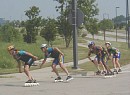 Cale leads around a turn