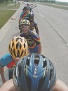 And here, the mandatory helmet shot has the back of the pack vying for a little respect.