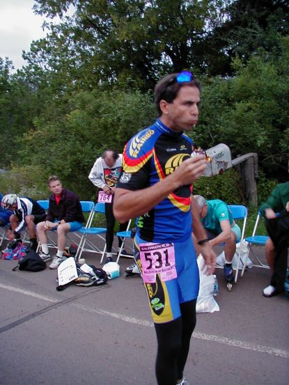 Race morning and Jim fuels up for the sprint into Duluth.