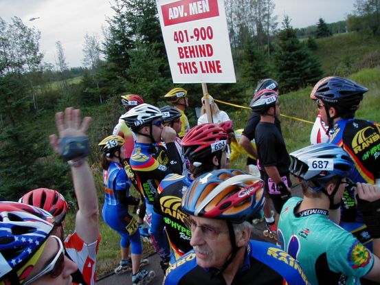 The Herminator and other Rainbo racers gather at the starting line.