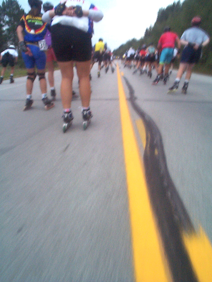 For much of the first mile or two I was caught in the middle of the road, skating over this never-ending rubber snake.