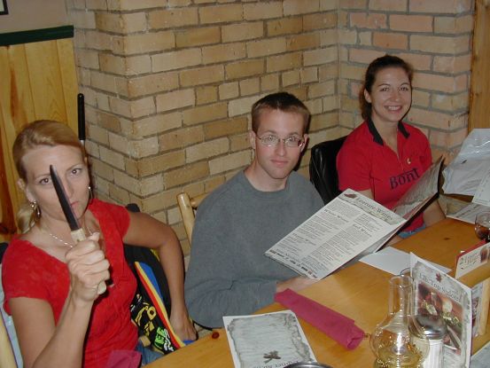 Hide the rabbit; Lorna is not taking kindly to the camera today. Filling up the frame, Eric and Renee.
