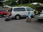 Mary Ann, John and Herb, a typical skaters' tail gate party.