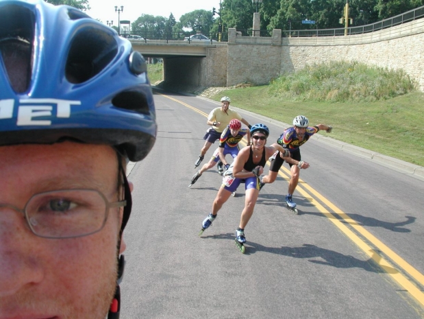Another fake race shot. Nina doesn't smile all the way through a race.